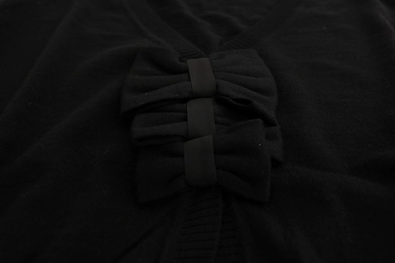 Cropped Cardigan Bow Detail Slim Fit Women - Black Sweaters
