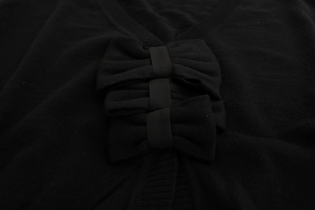 Cropped Cardigan Bow Detail Slim Fit Women - Black Sweaters