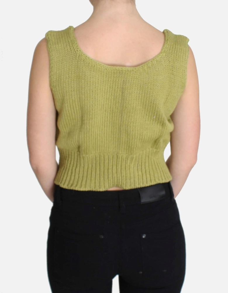 Knit Tank Top Sleeveless Crop Top Women - Green Sweaters