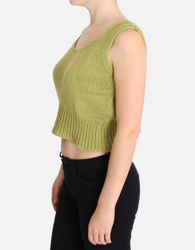 Knit Tank Top Sleeveless Crop Top Women - Green Sweaters