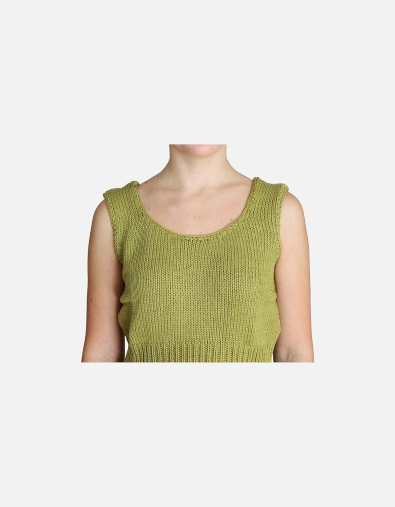 Knit Tank Top Sleeveless Crop Top Women - Green Sweaters