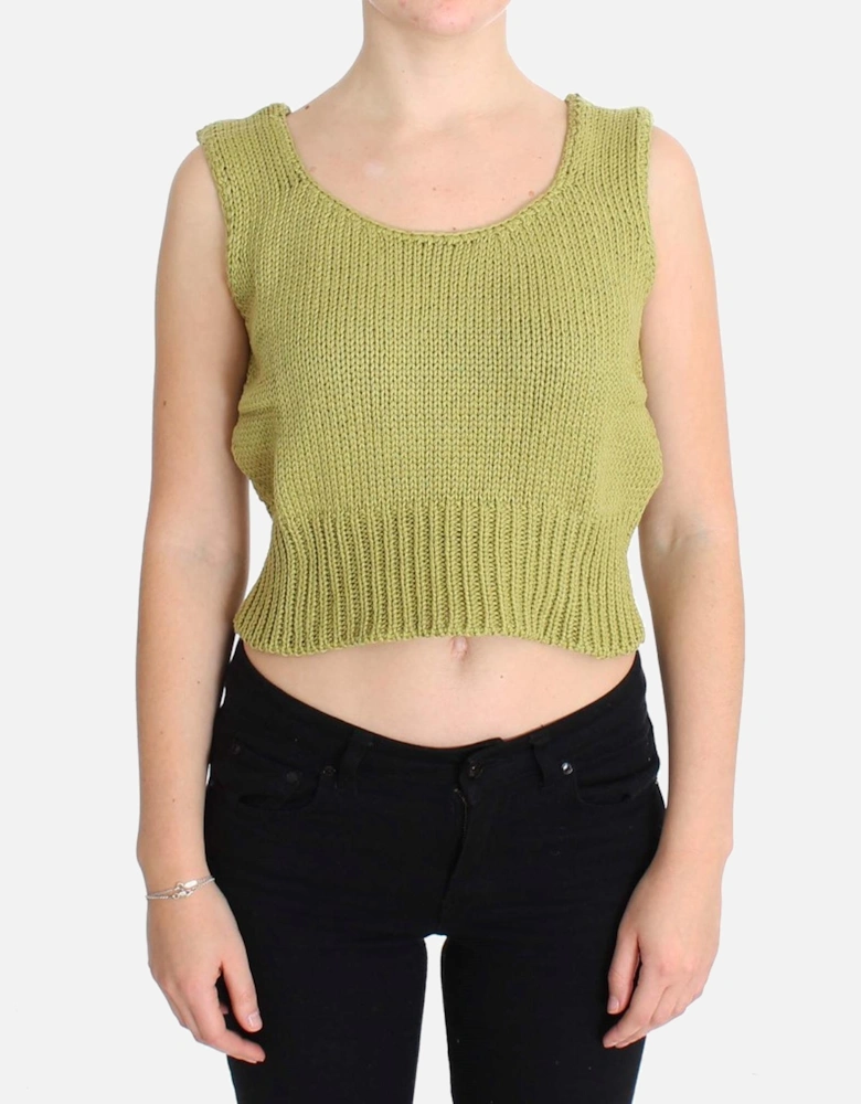 Knit Tank Top Sleeveless Crop Top Women - Green Sweaters