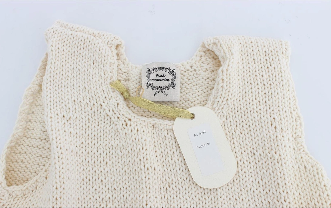 Knitted Cotton Blend Vest Sweater Women - Beige