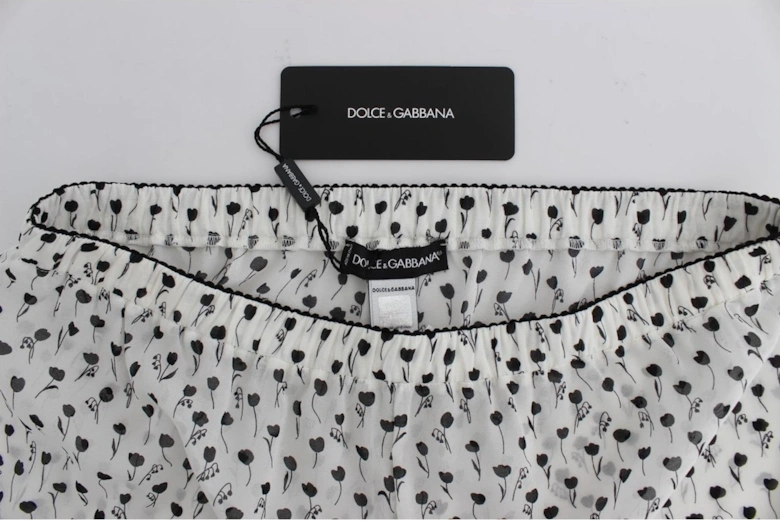 Lace Trim Shorts Floral Print Women - Blackwhite Underwear