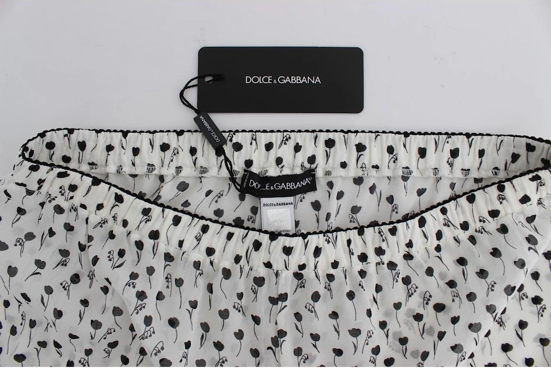 Lace Trim Shorts Floral Print Women - Blackwhite Underwear