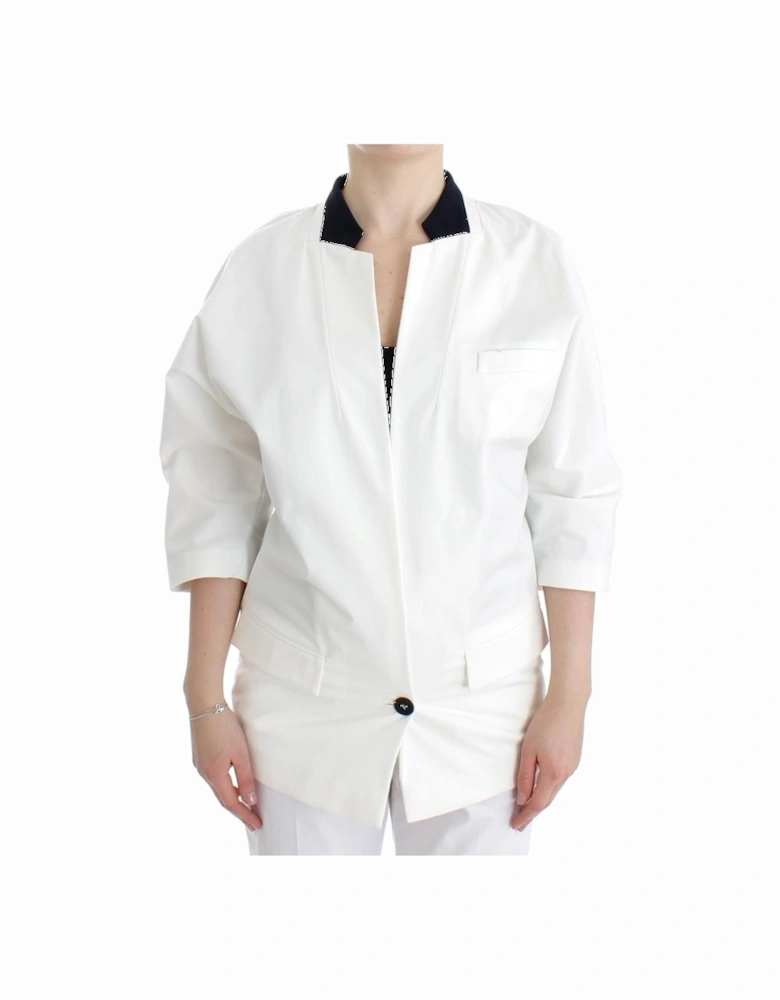 White Blazer ThreeQuarter Sleeves Women Suits