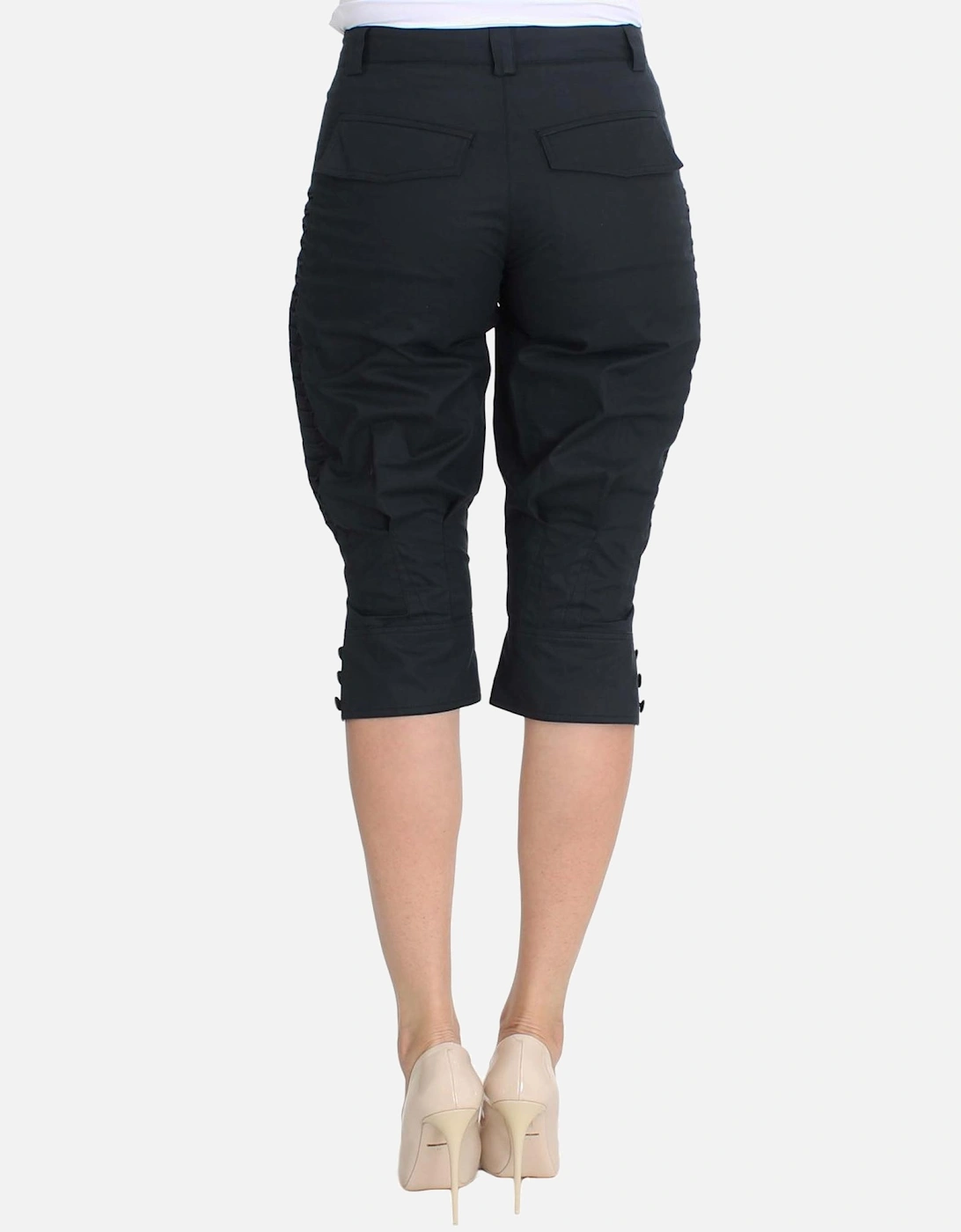 Cropped Pants Button Detail Women - Blue Jeans