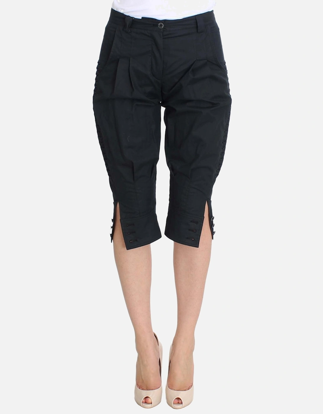 Cropped Pants Button Detail Women - Blue Jeans, 7 of 6