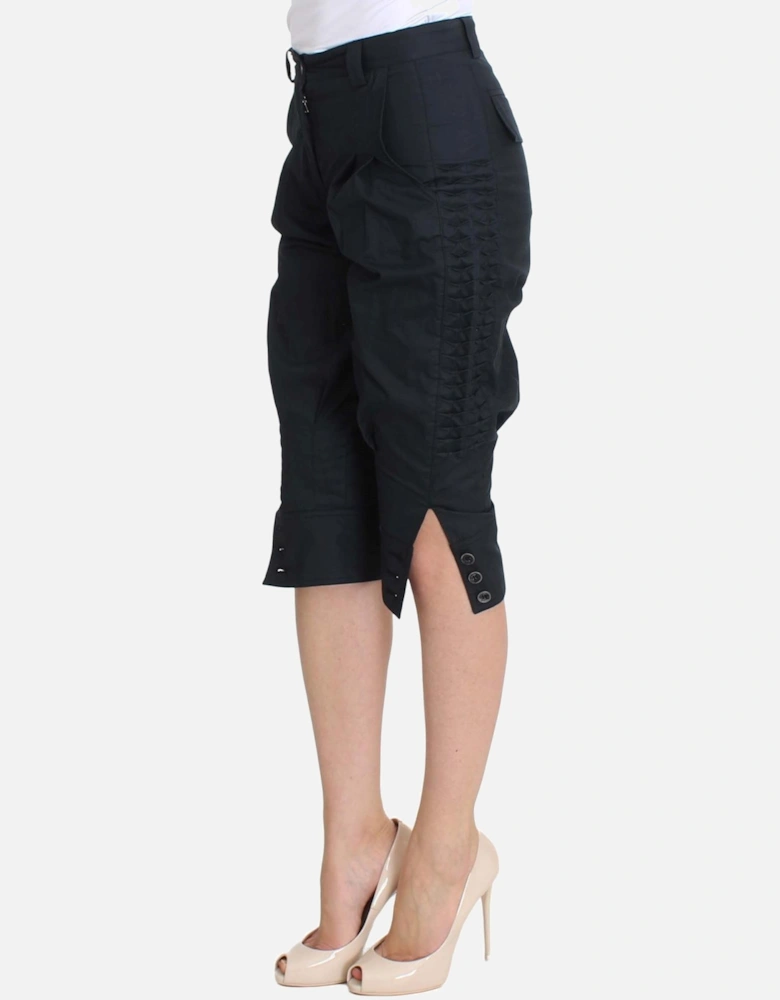 Cropped Pants Button Detail Women - Blue Jeans