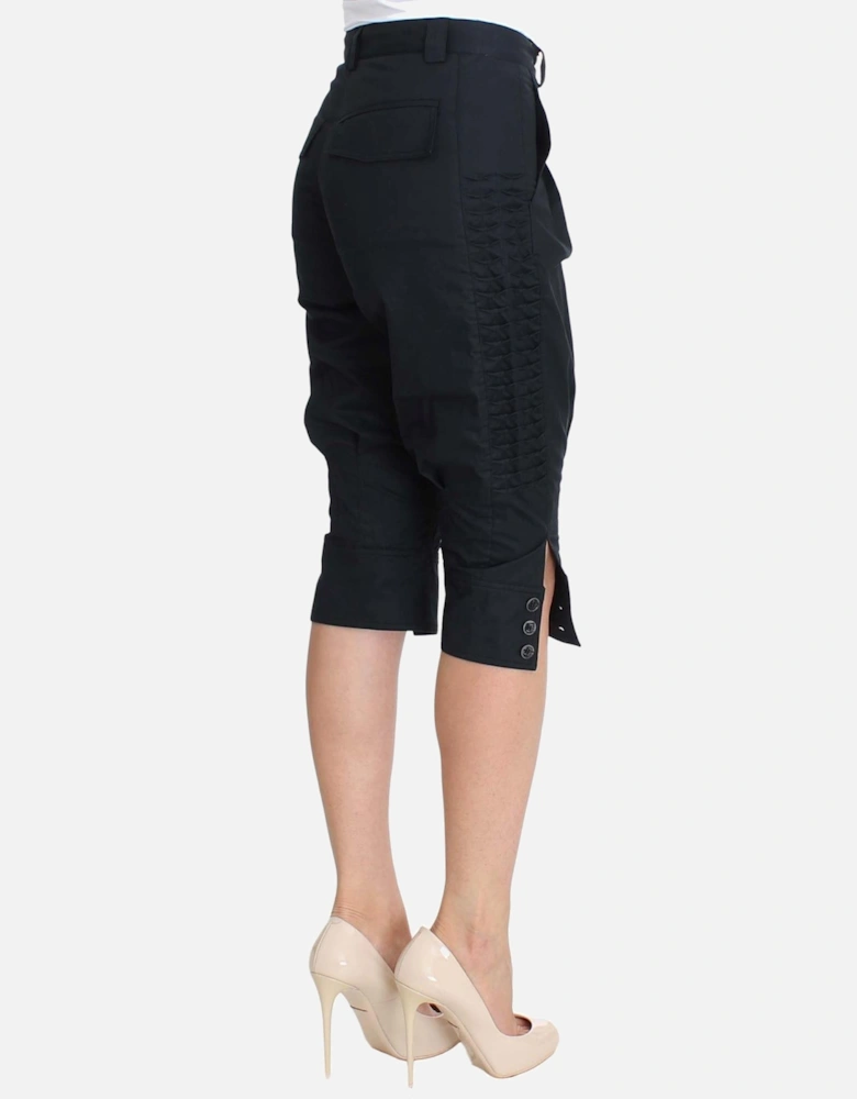 Cropped Pants Button Detail Women - Blue Jeans