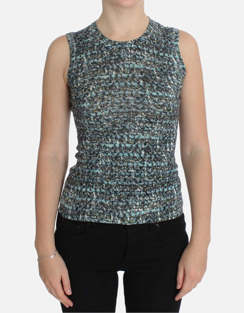 Dolce Gabbana Sleeveless Top Fitted Multicolor Women - Blue T-Shirts