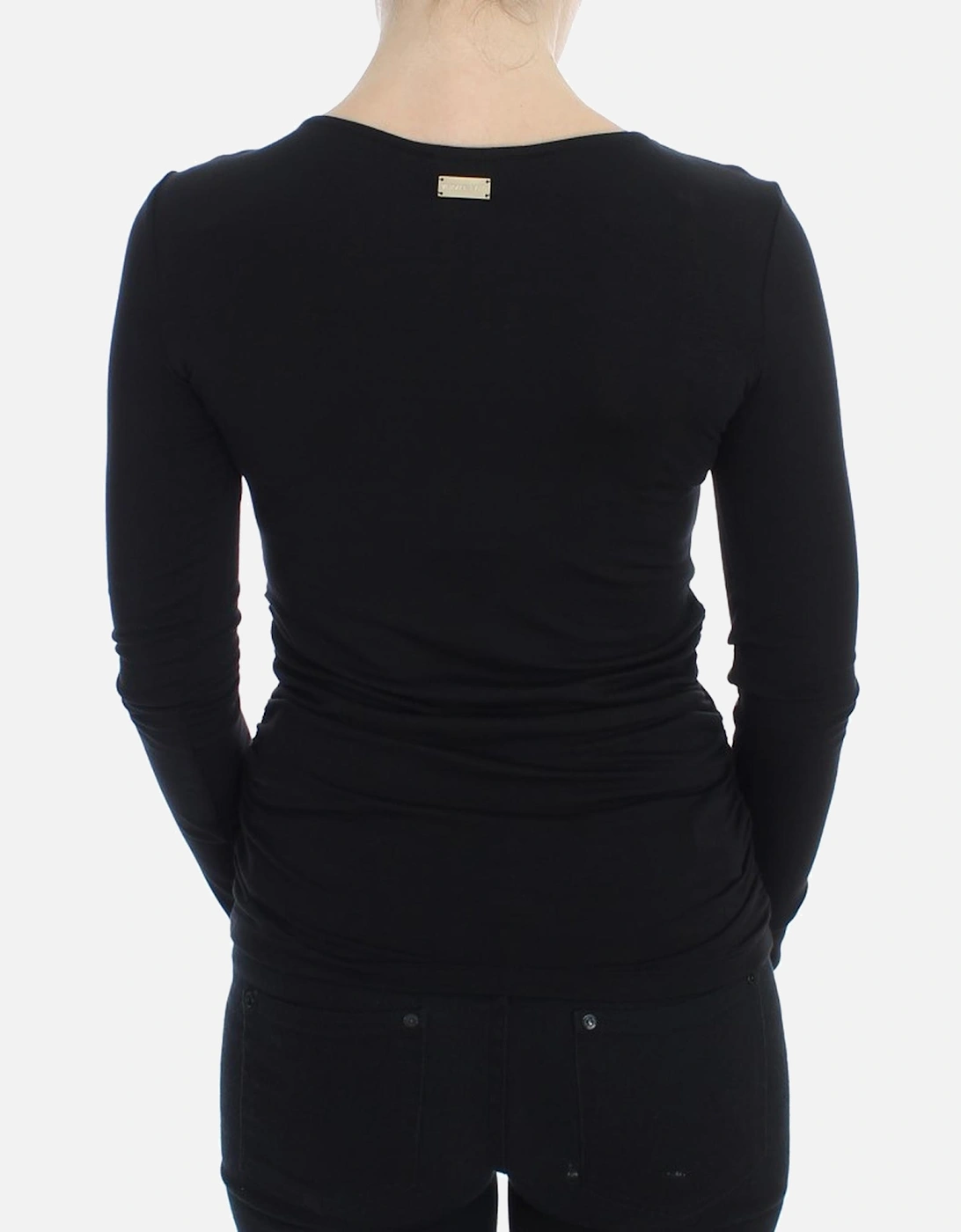 VNeck Ruched Knit Top Women - Black Sweaters