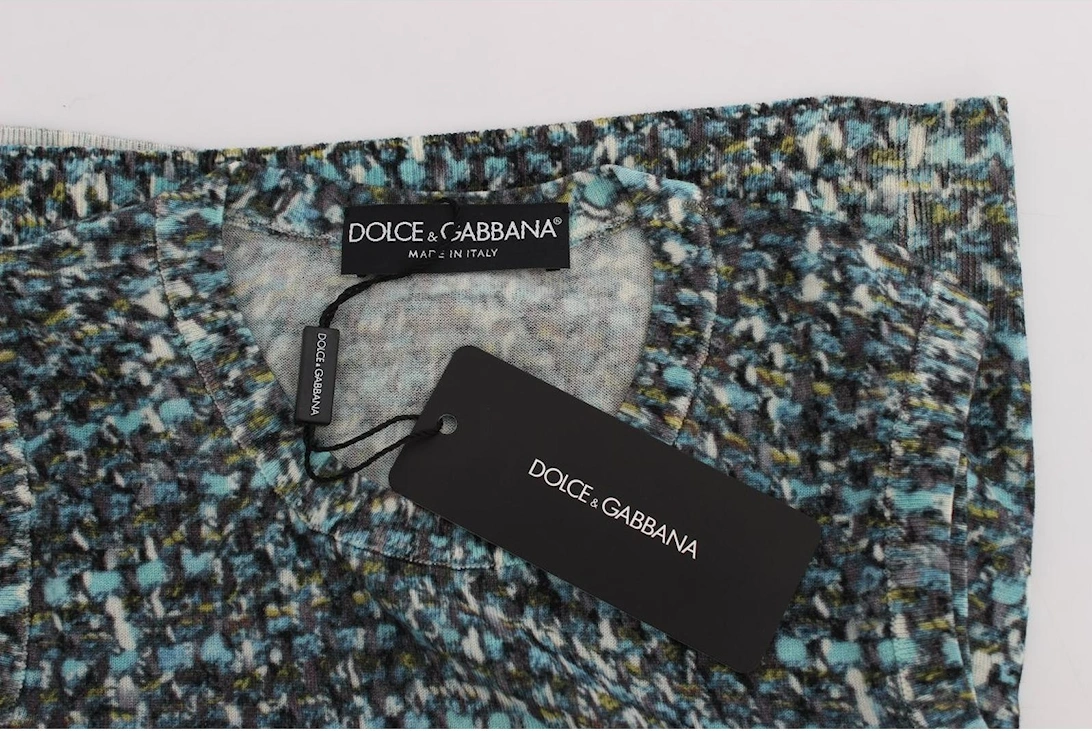 Dolce Gabbana Sleeveless Top Fitted Multicolor Women - Blue T-Shirts