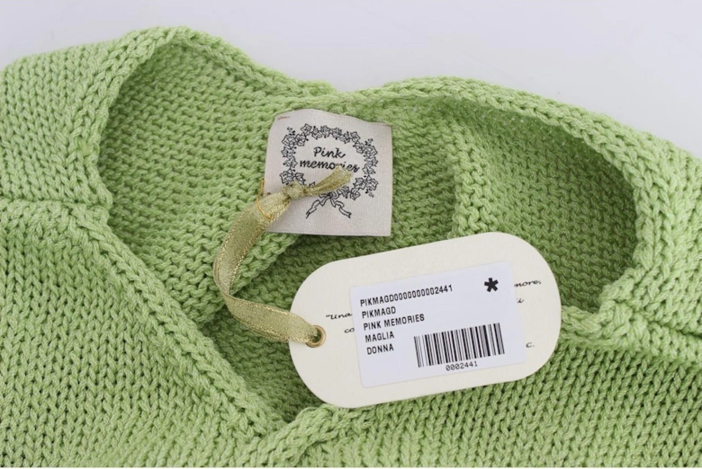Lime Green Knit Short Sleeve VNeck Top Women Sweaters