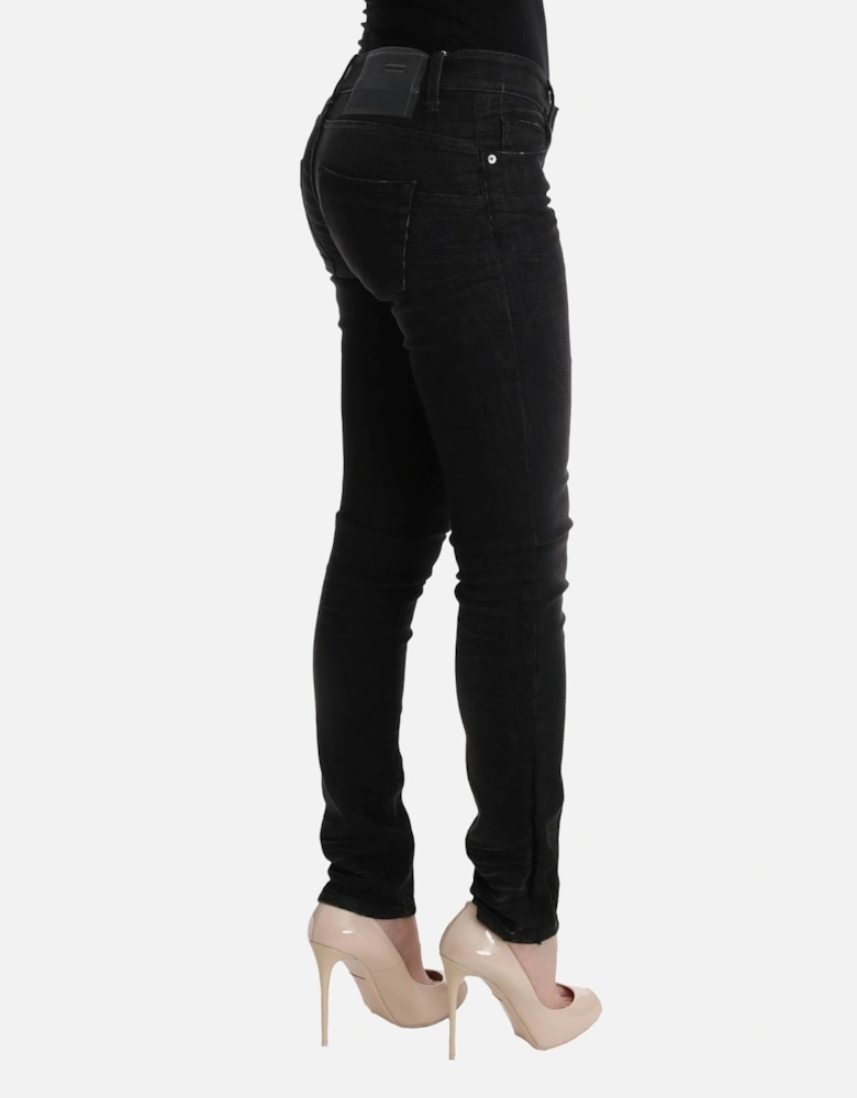 Slim Fit Cotton Jeans with Button Fly Women - Black Jeans