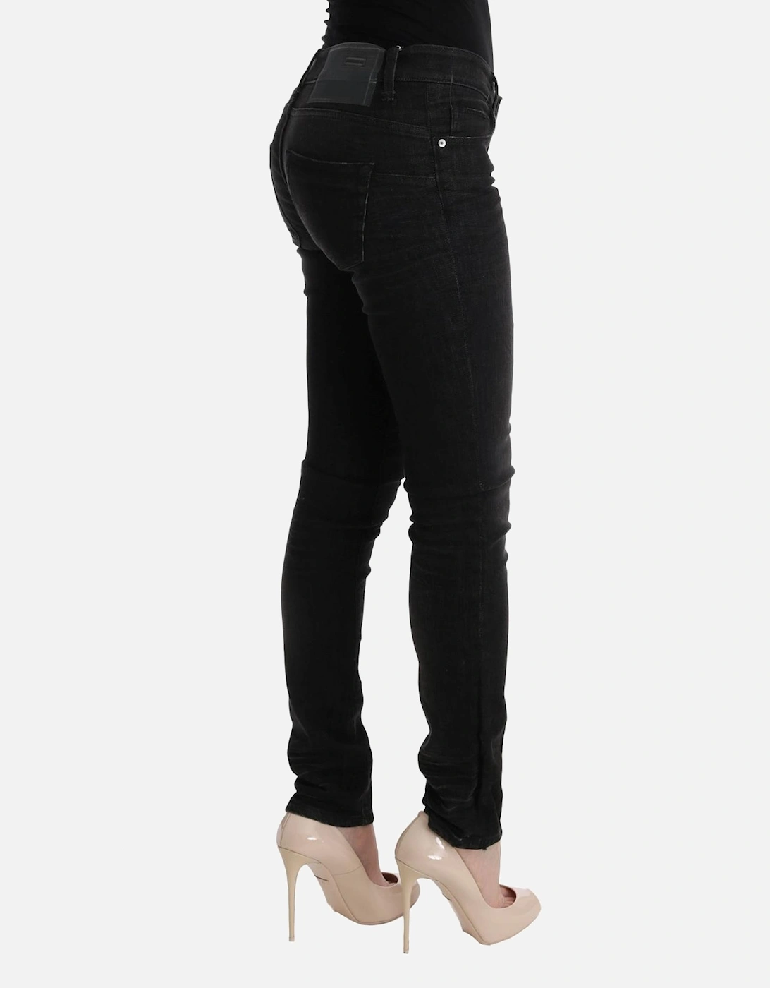 Slim Fit Cotton Jeans with Button Fly Women - Black Jeans