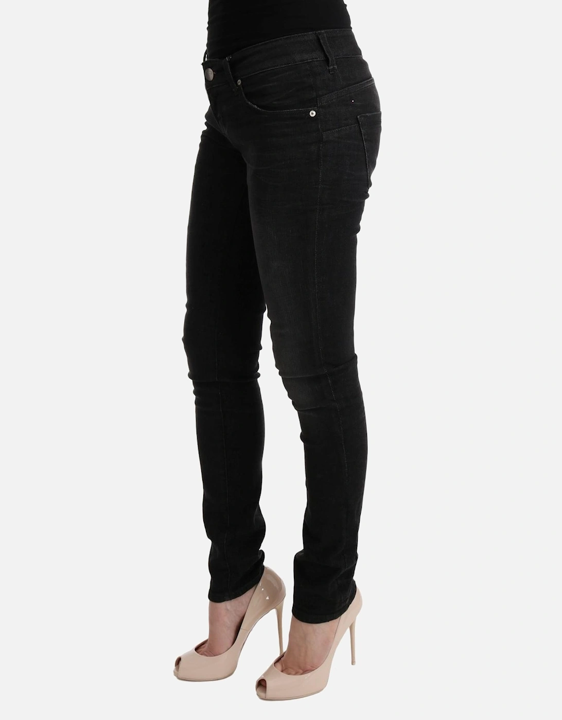 Slim Fit Cotton Jeans with Button Fly Women - Black Jeans