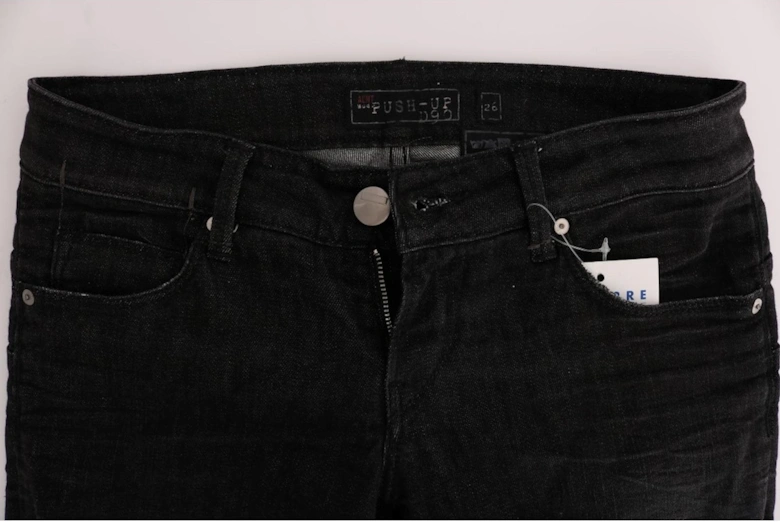 Slim Fit Cotton Jeans with Button Fly Women - Black Jeans