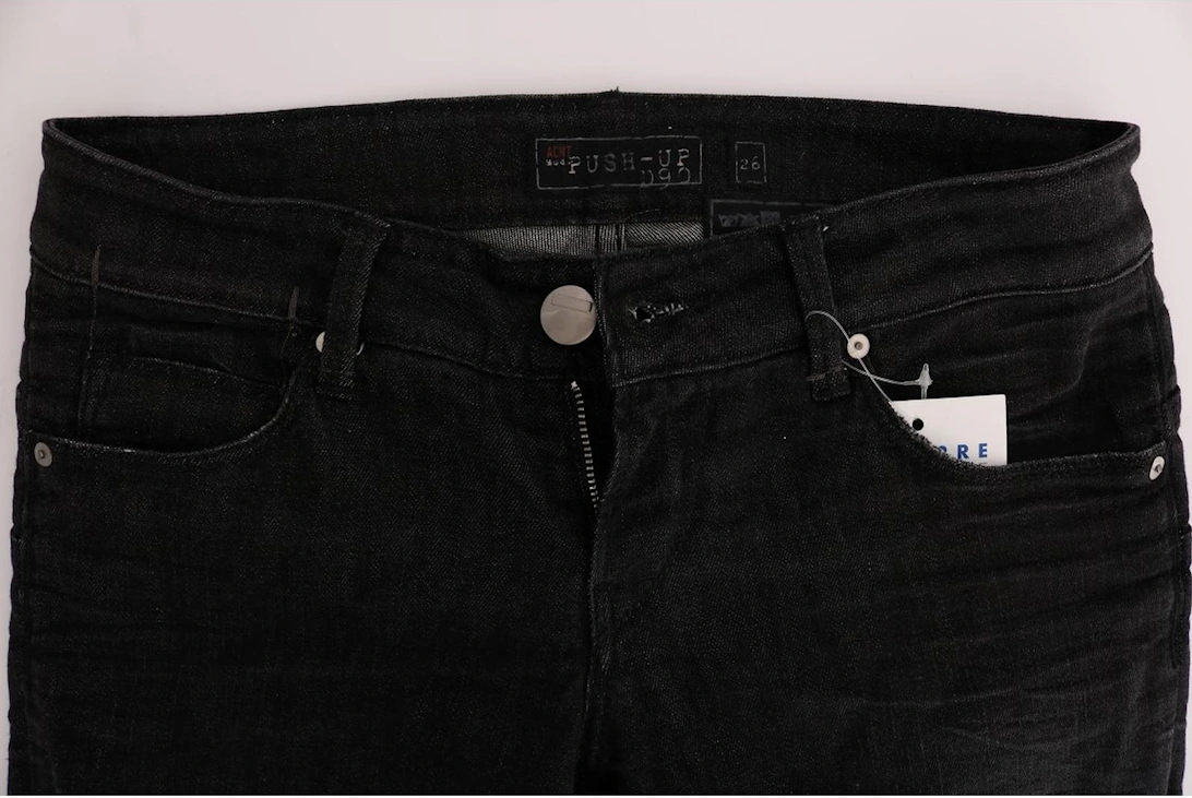 Slim Fit Cotton Jeans with Button Fly Women - Black Jeans
