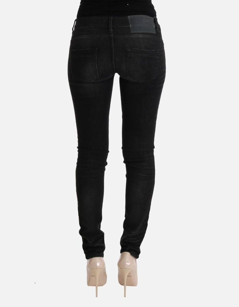 Slim Fit Cotton Jeans with Button Fly Women - Black Jeans