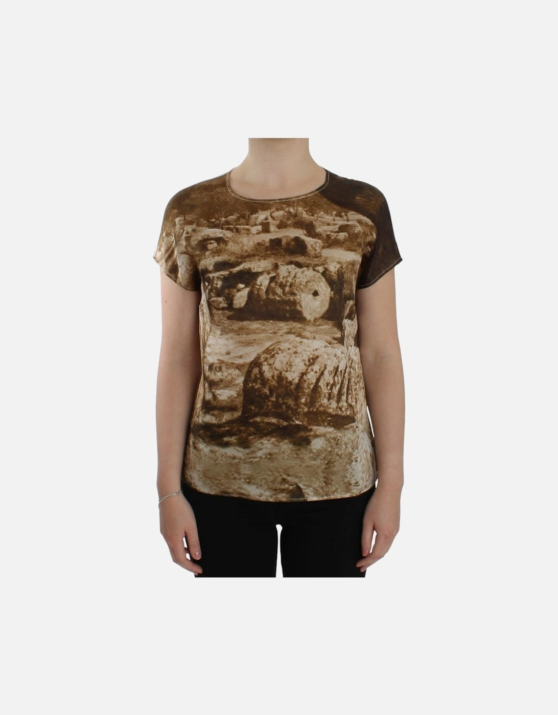 Dolce Gabbana Stone Print Silk Top SIG13216 Women - Brown T-Shirts, 7 of 6