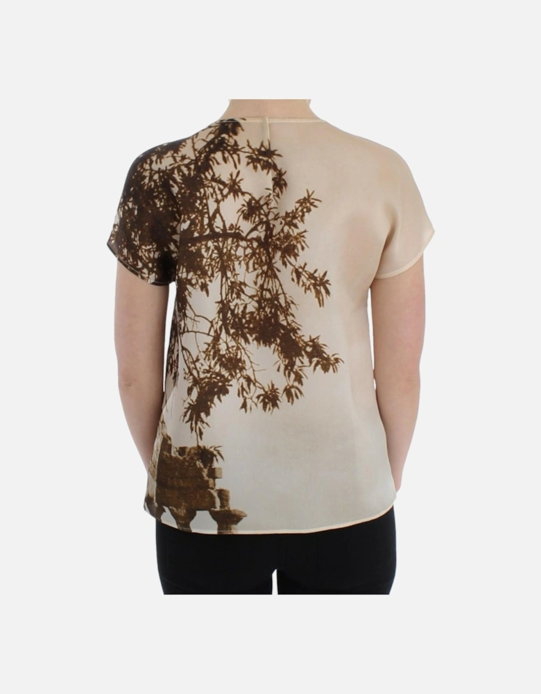 Dolce Gabbana Stone Print Silk Top SIG13216 Women - Brown T-Shirts