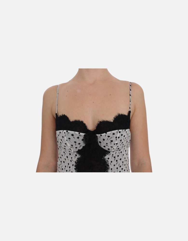 Dolce Gabbana Slip Dress Floral Print Lace Trim Women - Black
