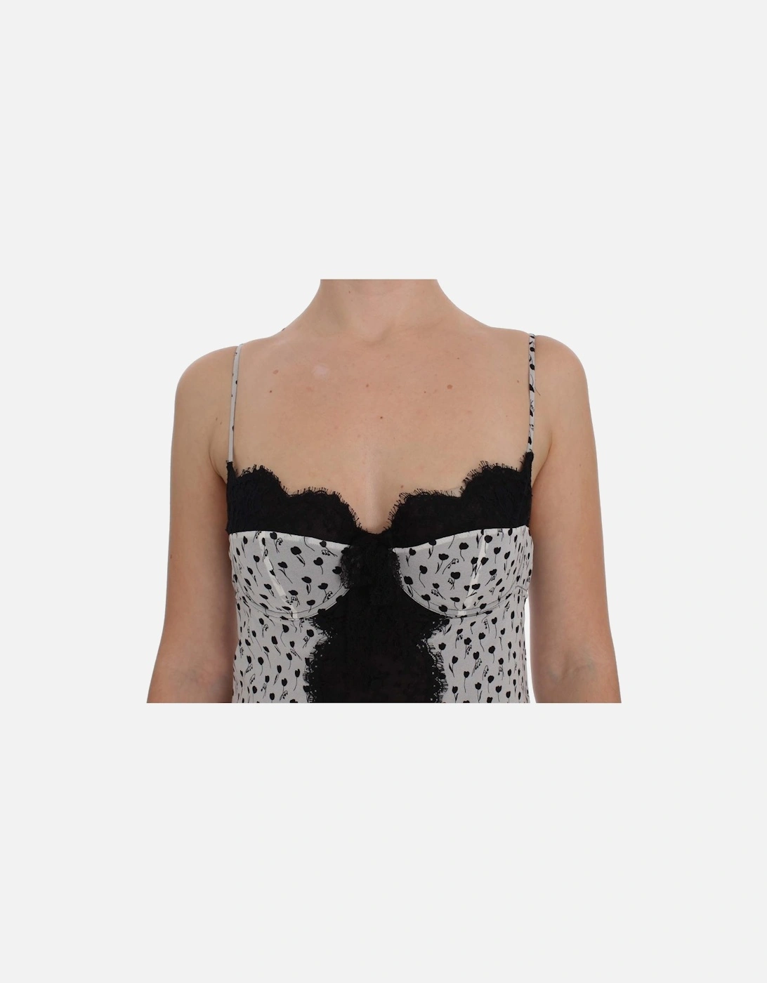Dolce Gabbana Slip Dress Floral Print Lace Trim Women - Black