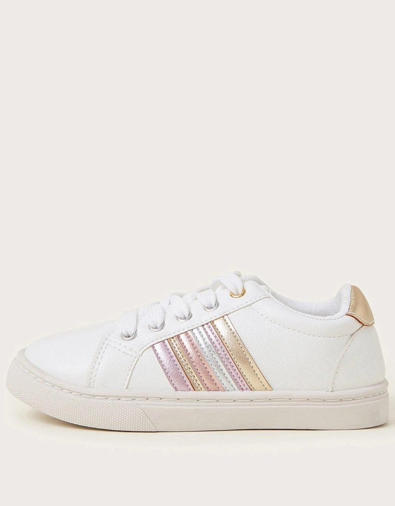 Girls Metallic Stripe Trainers - Light Cream