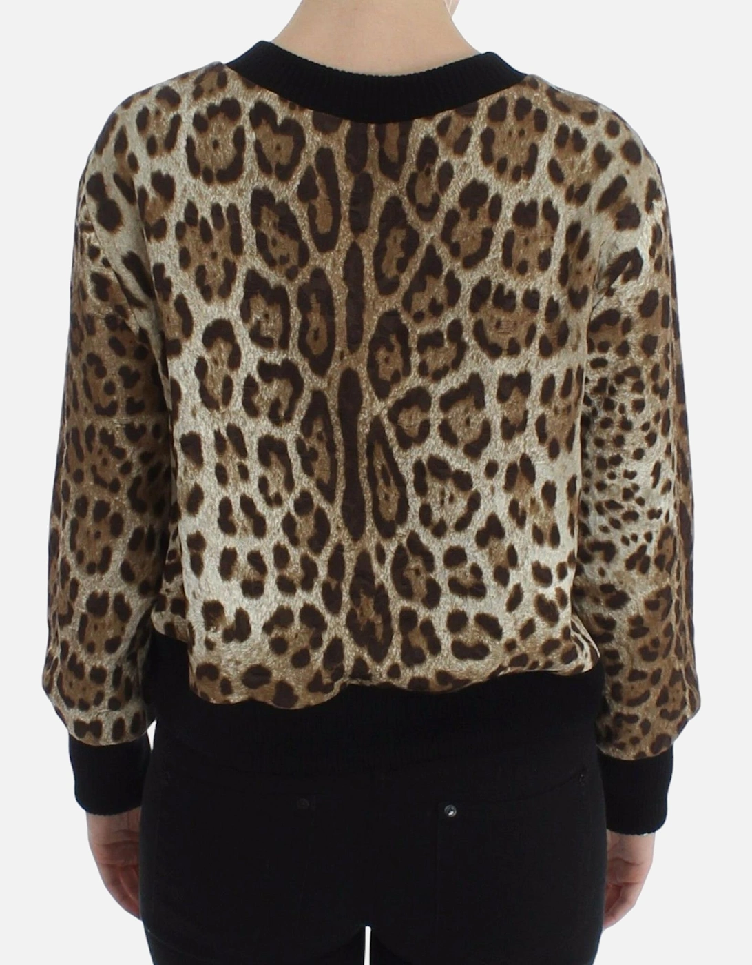 Cropped Leopard Print Knit Sweater Women - Brown