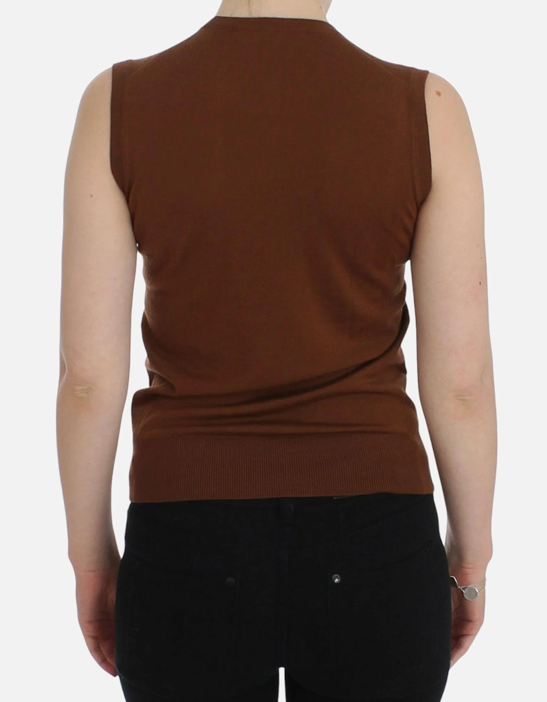 Dolce Gabbana Floral Knit Top Sleeveless Women - Beige Sweaters