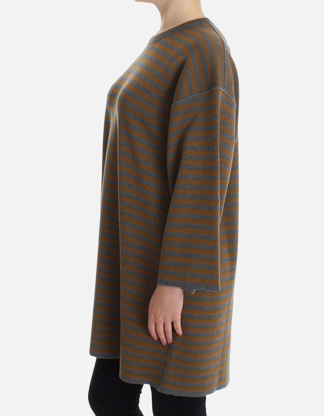 Striped Knit Sweater Dress Women - Gray