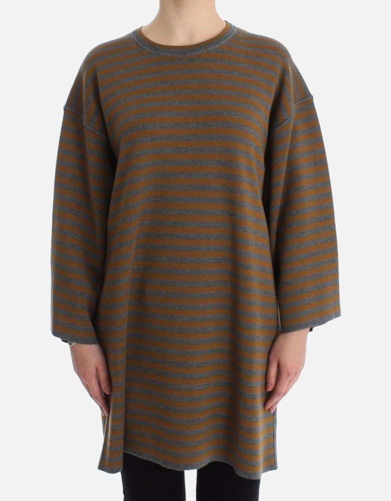 Striped Knit Sweater Dress Women - Gray