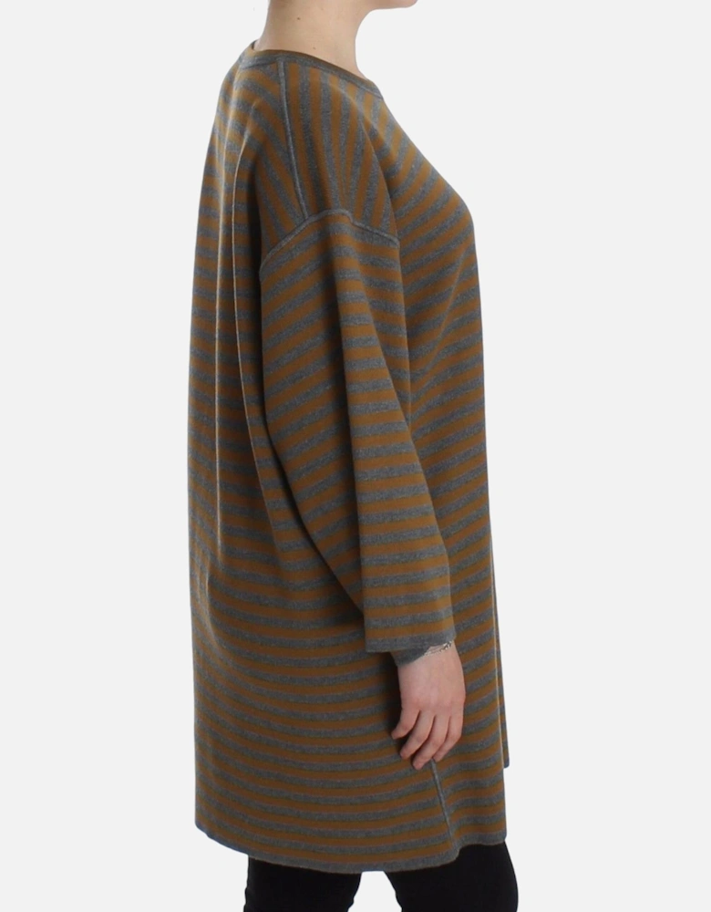 Striped Knit Sweater Dress Women - Gray