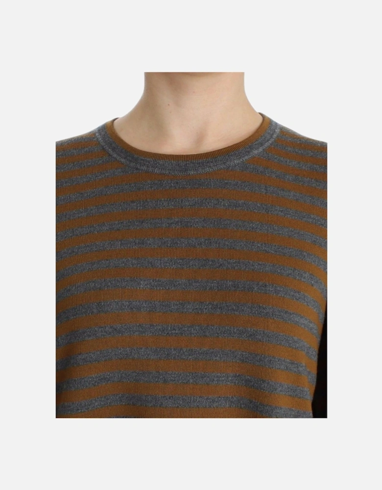 Striped Knit Sweater Dress Women - Gray