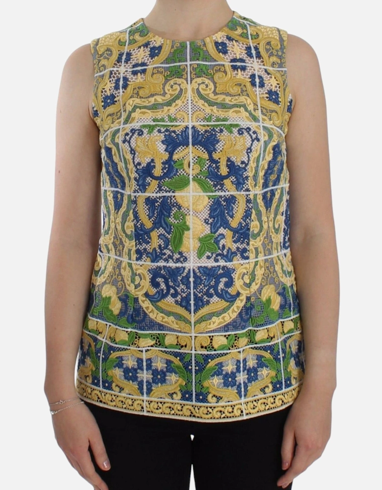 Dolce Gabbana Sleeveless Embroidered Top Women - Multicolor Sweaters