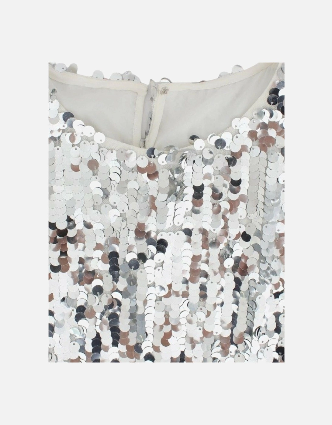 Sequined Party Evening Blouse with Back Button Women - Silver T-Shirts