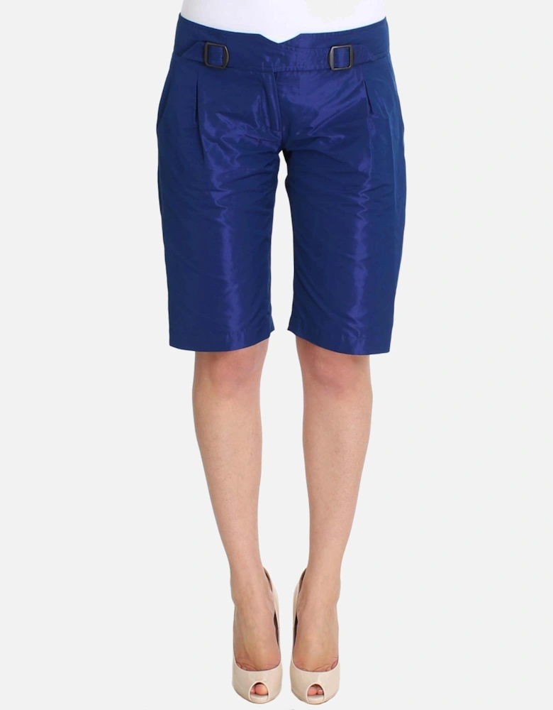 Bermuda Shorts Pleated Belted Women - Blue