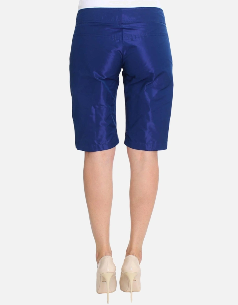 Bermuda Shorts Pleated Belted Women - Blue