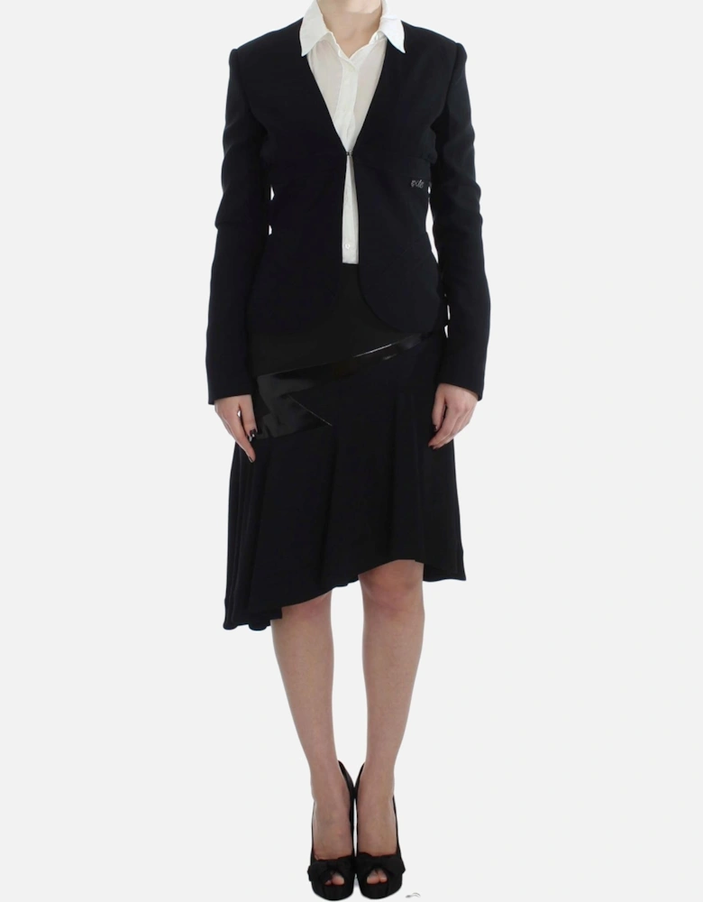 Two Piece Black Blue Skirt Suit Women Suits