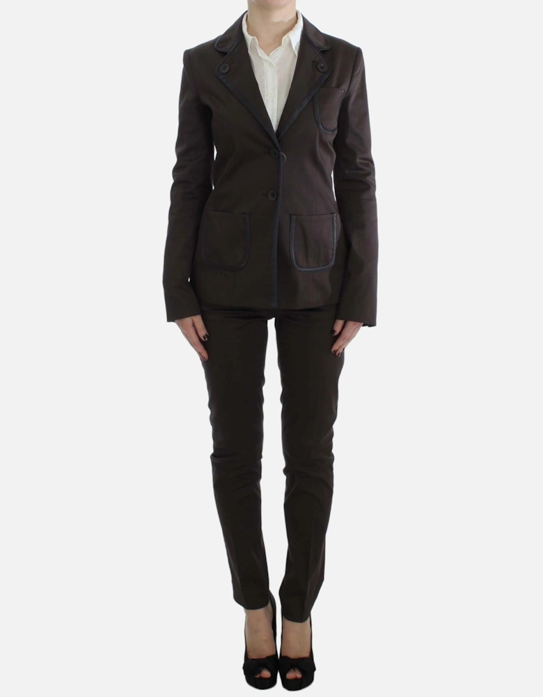 Brown Pantsuit Tailored Professional Look Women Suits