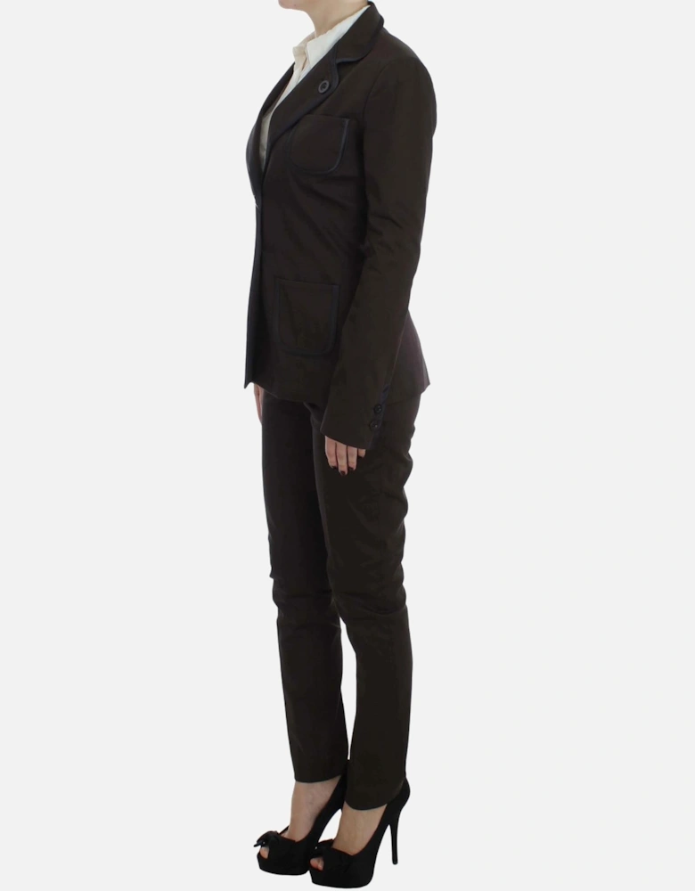 Brown Pantsuit Tailored Professional Look Women Suits