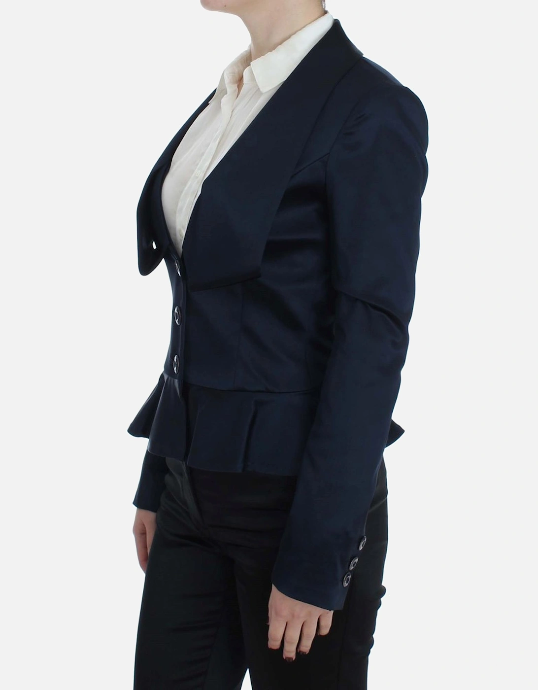 Elegant 3-Button Blazer Jacket with Logo Details Women - Blue Suits