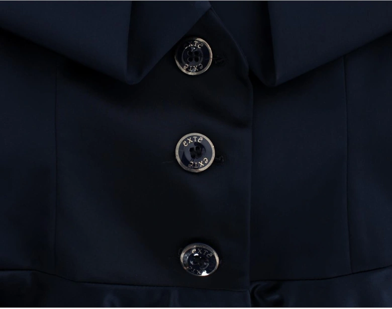 Elegant 3-Button Blazer Jacket with Logo Details Women - Blue Suits