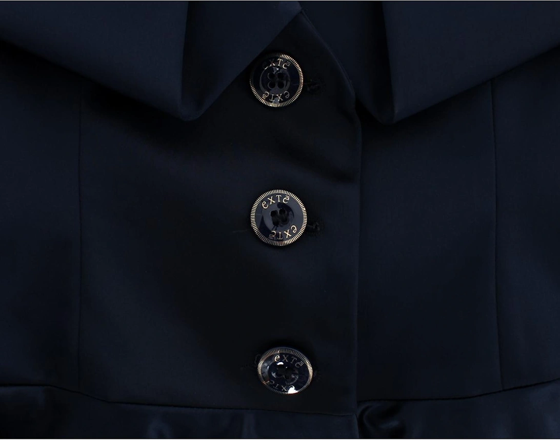 Elegant 3-Button Blazer Jacket with Logo Details Women - Blue Suits