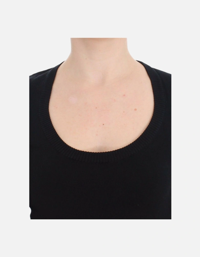 Black Knitwear Sweater Long Sleeve Round Neck Women