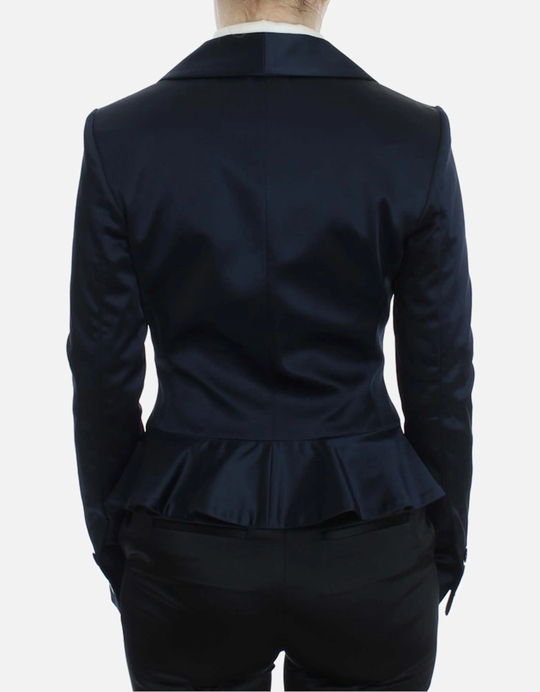 Elegant 3-Button Blazer Jacket with Logo Details Women - Blue Suits