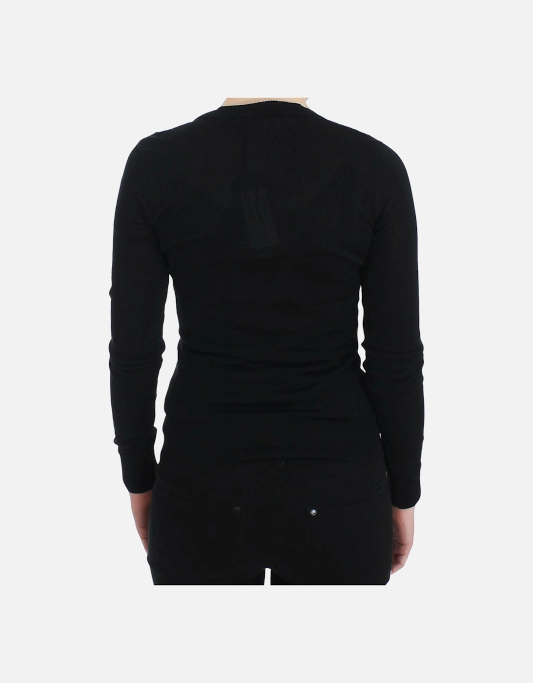 Black Knitwear Sweater Long Sleeve Round Neck Women