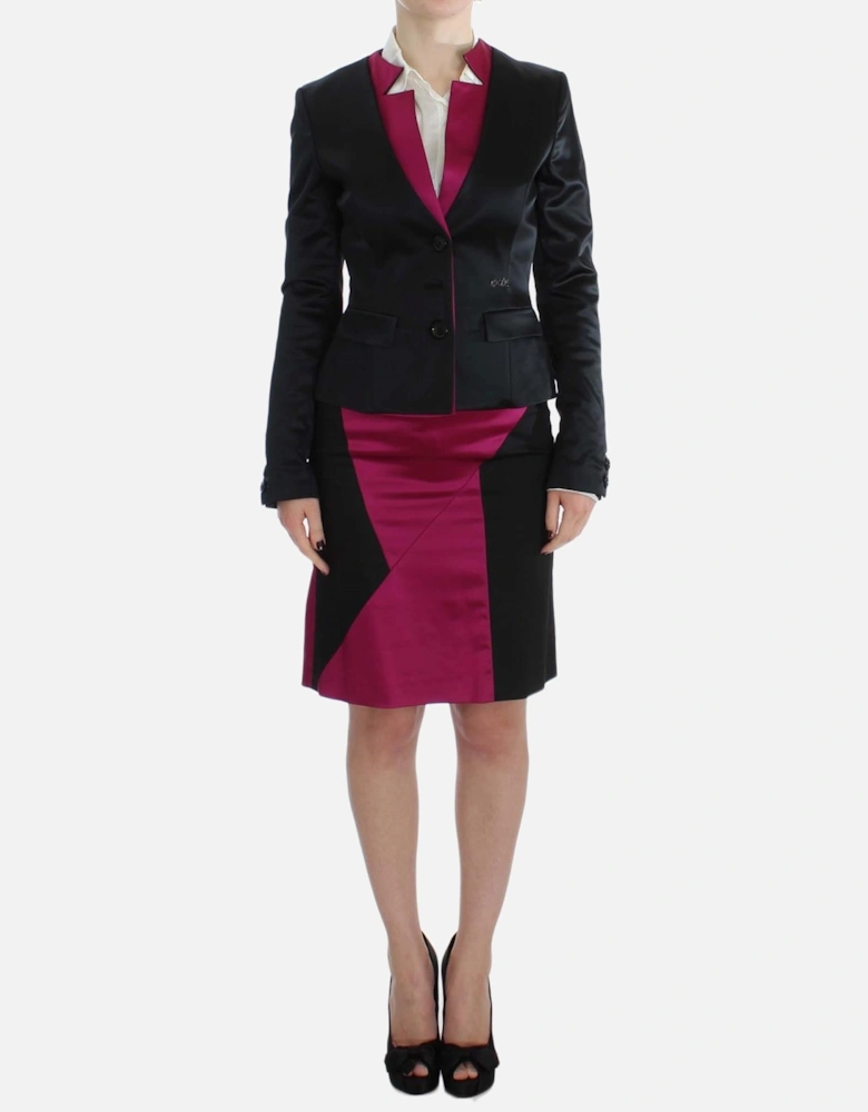 Two-Piece Skirt Suit with Button Closure Women - Black Suits