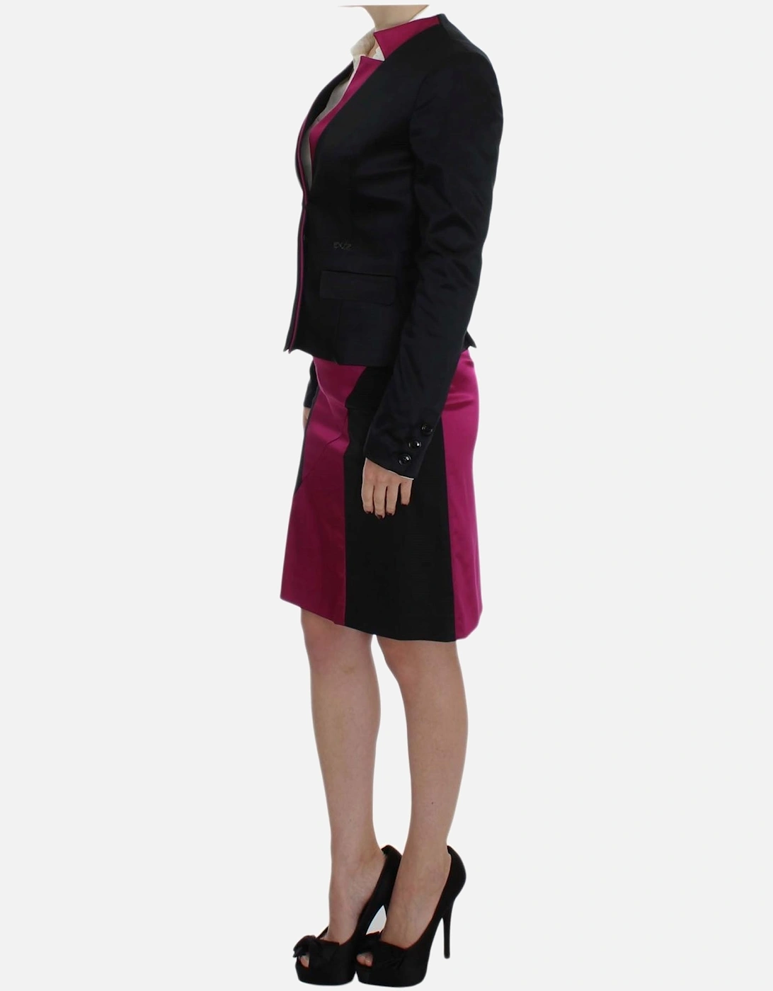 Two-Piece Skirt Suit with Button Closure Women - Black Suits